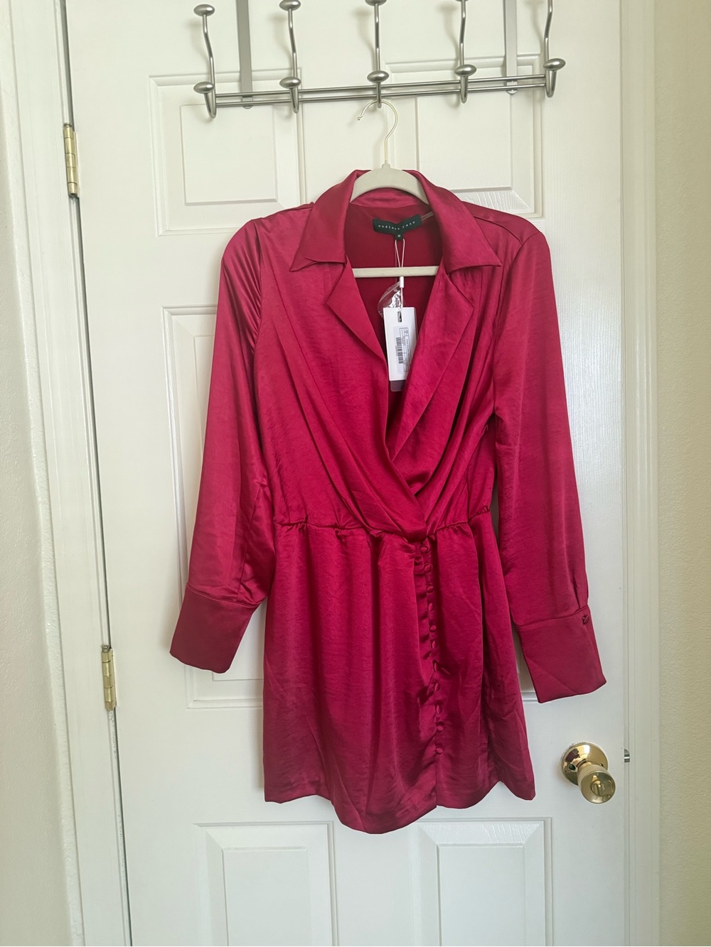 Endless Rose Fuchsia Satin Wrap Mini Dress